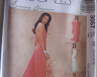 McCall&#39;s Evening Elegance Formal Dress Pattern 3057, Sizes 4,6,8,10/ 12,14,16,18, Uncut