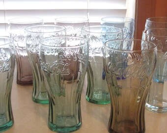 Splash Design Glass Tumblers 2 Vintage Coca~Cola Coke Beverage Glasses Purple 