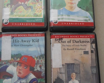 Children's book on cassette, Hit-Away Kid, Lionel in the Spring, Out of Darkness, Hey New Kid, Choose one title