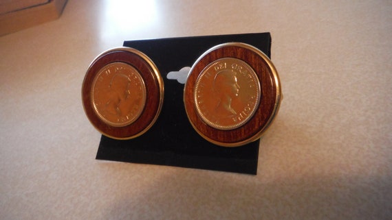 Men's Vintage Cuff Links 2-gold elizabeth ii dei … - image 2