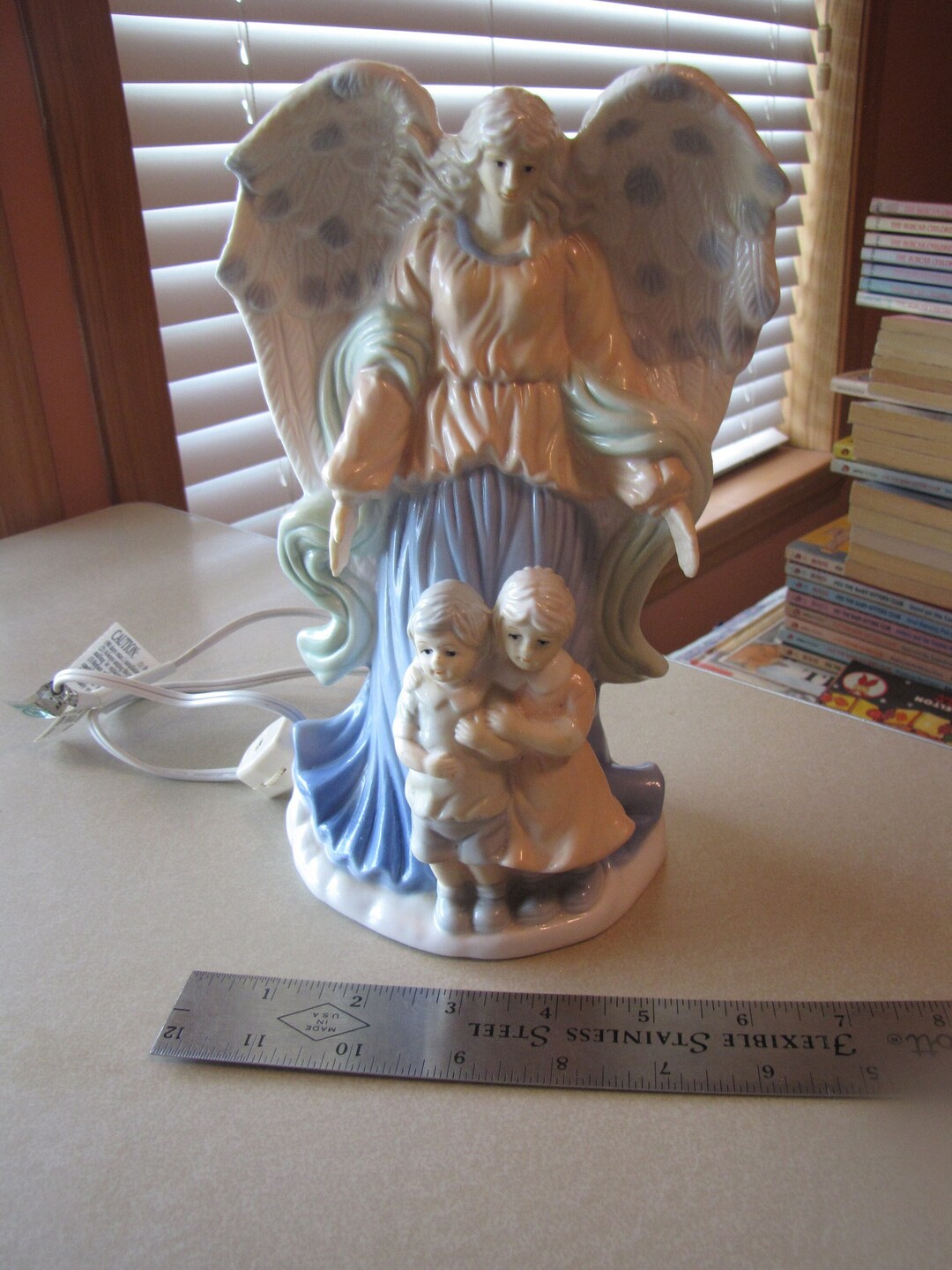 Vintage Table Top Guardian Angel W/boy and Girl Light 9 - Etsy