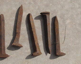 5-Vintage old rusty Railroad Spikes/Nails 6 5/8&quot; Long