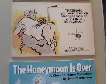 3-Cartoon books for seniors, The Honeymoon is over, Handling his midlife crisis & "Herman, you were a much stronger man on our ...