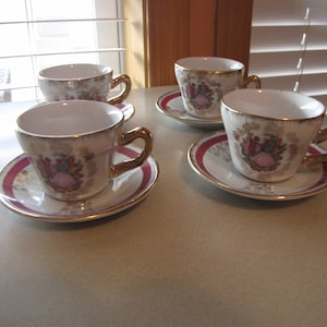 Set of 4 Mini Cups and Saucers, cups are 2&quot; Tall, Little Girl&#39;s Tea Party Cups