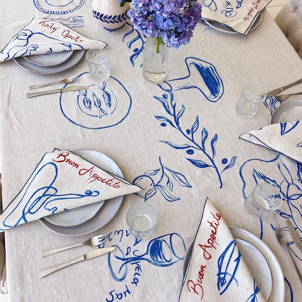 Manteles 100% Lino Personalizados o Personalizables con su propio nombre o iniciales para Bodas / Banquetes / Eventos de proveedores / Babyshower / Novias