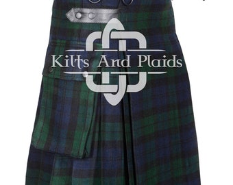 BLACK WATCH Tartan Utility Kilt - Scottish tartan Utility Kilt - Cargo Pockets Kilts for Men - 16 Oz Tartan Kilt - Custom Made Kilt for men