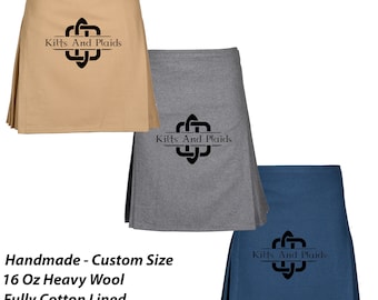 Scottish 8 Yard Wool Kilts - Kilt for Men - Traditional Highlander Custom Made Kilt - 16 Oz Heavy Wool - Premium Handmade