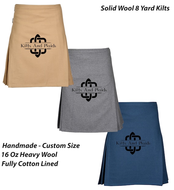 Scottish 8 Yard Wool Kilts - Kilt for Men - Traditional Highlander Custom Made Kilt - 16 Oz Heavy Wool - Premium Handmade