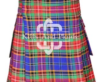 BEATTIE CLAN Tartan Utility Kilt - Scottish tartan Utility Kilt - Cargo Pockets Kilts for Men - 16 Oz Tartan Kilt - Handmade Utility Kilt
