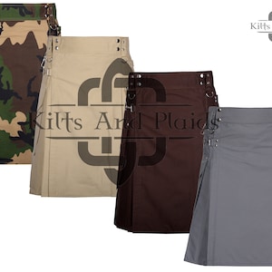Baumwoll-Utility Kilt - Scottish Utility Kilt für Männer - Taktische Frachttaschen Kilt - Nach Maß - 10 Farben - Schwer gebohrte Baumwolle