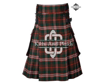 Hunting Scott Tartan Utility Kilt - Scottish Utility Kilt - Cargo Pockets Kilts for Men - 16 Oz Tartan Kilt - Custom Made Kilt for men