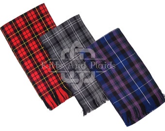 Tartan SCARF Premium Handmade Scottish Tartan Scarf for Men - Size 55 Inches x 10 Inches - Hand Fringed - 60+ Clan Tartan Fabrics