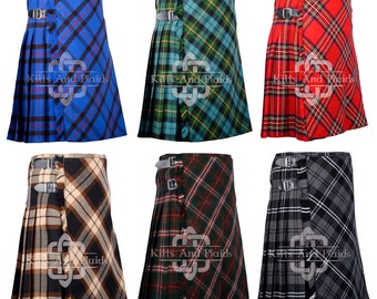 Kilt da 8 yard - Fatto a mano - Grembiule scozzese da 8 yard Bias TARTAN KILT - Kilt scozzese - Kilt per uomo - Dimensioni personalizzate - 50+ scelte di tartan del clan