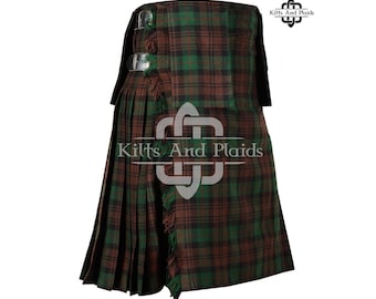 Brown Watch Tartan Scottish 8 Yard Traditional Highlander Kilt for Men - 16 Oz Tartan - Made to Order Kilt - With Detachable Pockets