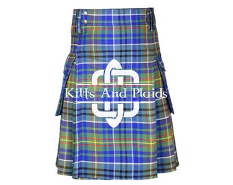 O' Sullivan Tartan Utility Kilts - Men's Utility Kilt - Modern Utility Kilt for Men - Cargo Pockets Utility Kilt with Leather Straps