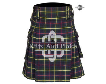 FARQUHARSON Tartan Handmade Scottish Tartan Utility Kilt - Cargo Pockets Utility Kilts for Men - Made to order Highlander Utility Kilt