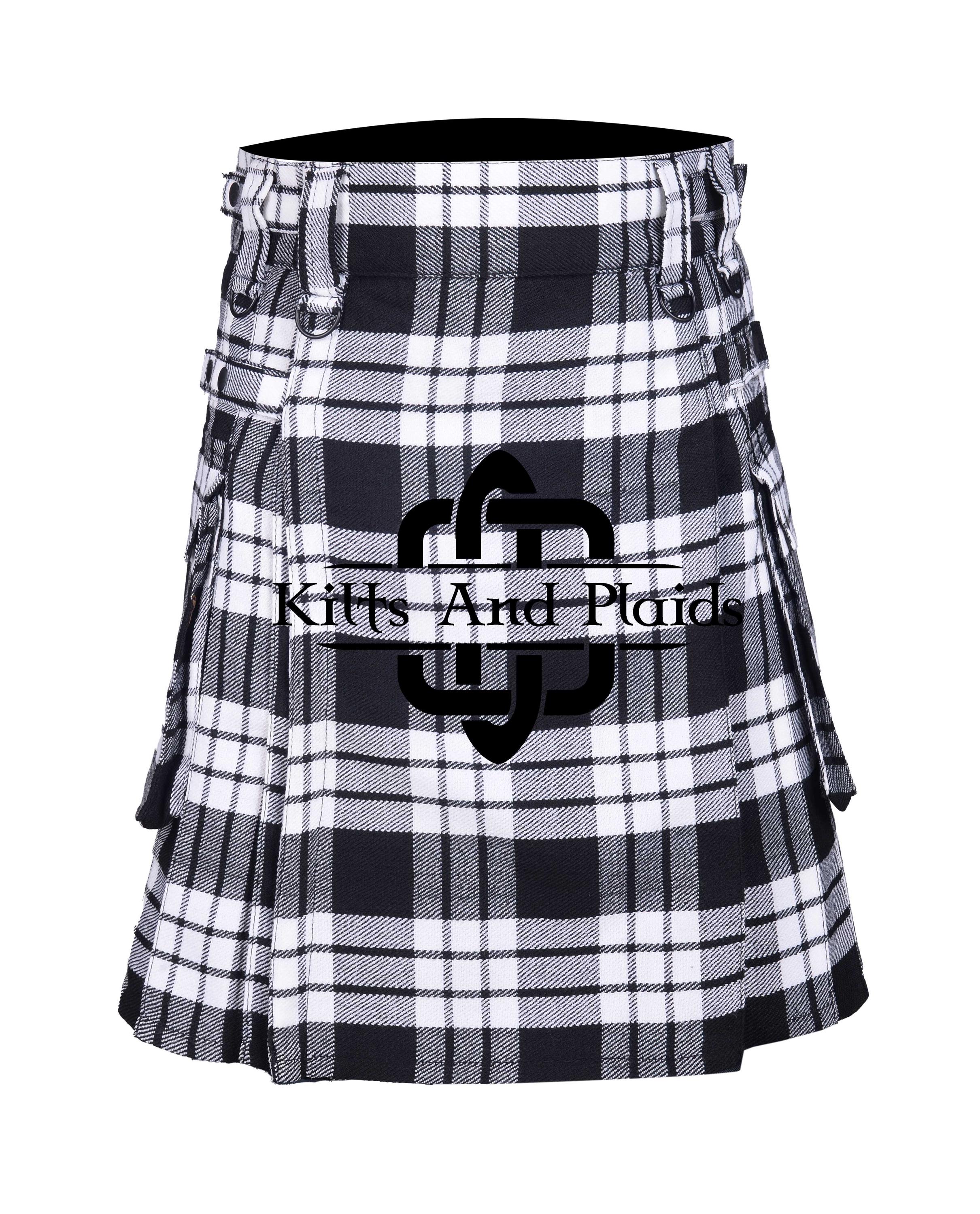 Menzies Tartan Scottish Utility Kilt - Handmade Modern Cargo Pockets Kilt - Custom Made 16 Oz Tartan Utility Kilt - Scottish Heritage