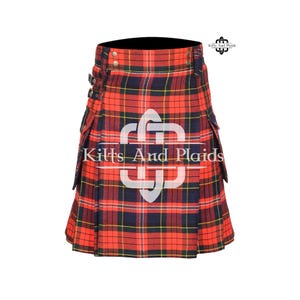 MACPHERSON TARTAN Handmade Scottish Tartan Utility Kilt - Cargo Pockets Utility Kilts for Men - Made to order Highlander Utility Kilt