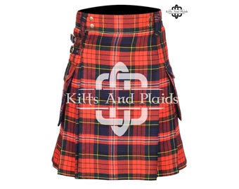 MACPHERSON TARTAN Kilt utilitario de tartán escocés hecho a mano - Kilts utilitarios con bolsillos cargo para hombres - Kilt utilitario Highlander hecho a medida