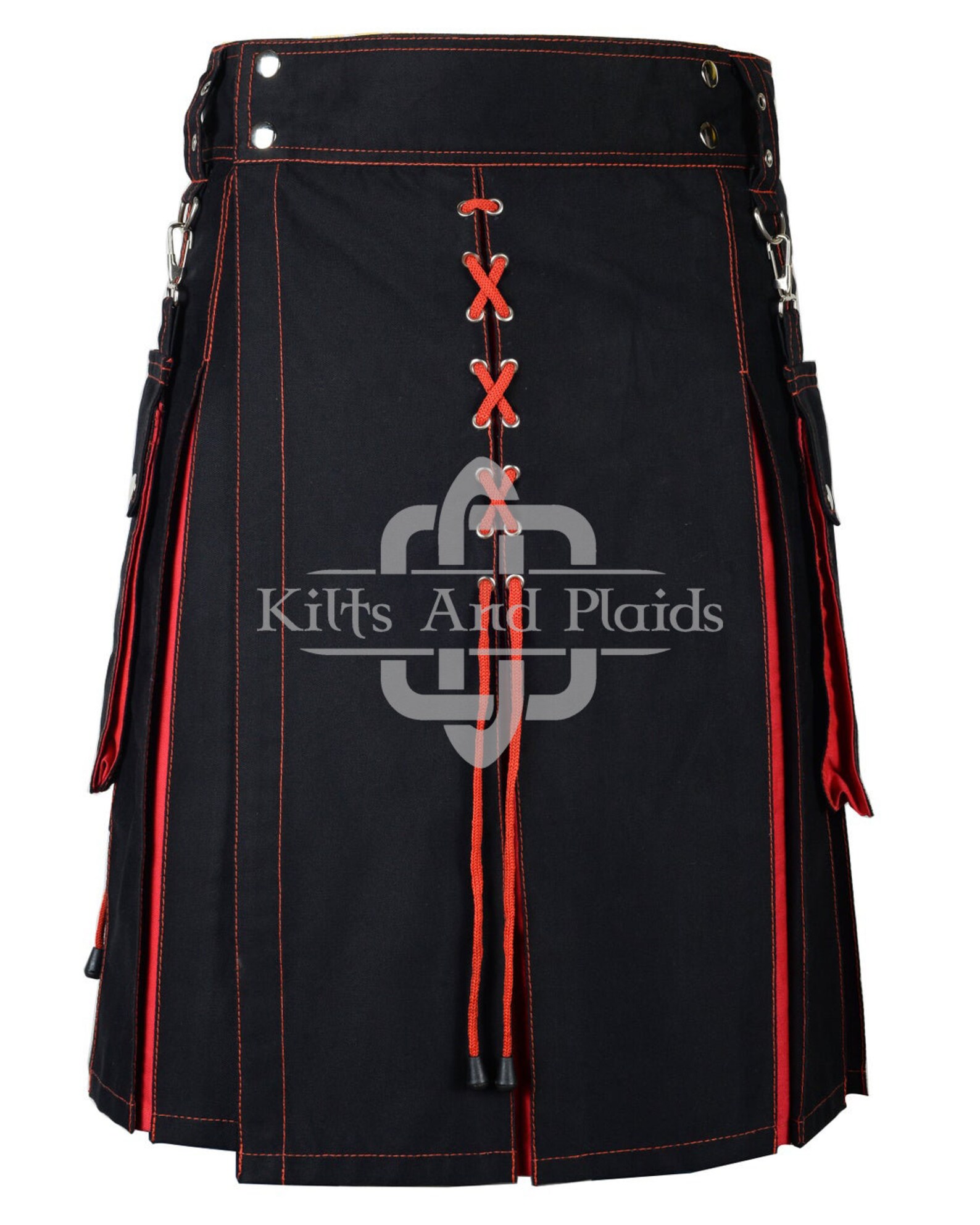 Utilty Goth Gothic Kilt for Men - Black Punk Utility Kilt - Men's Black Utility ...