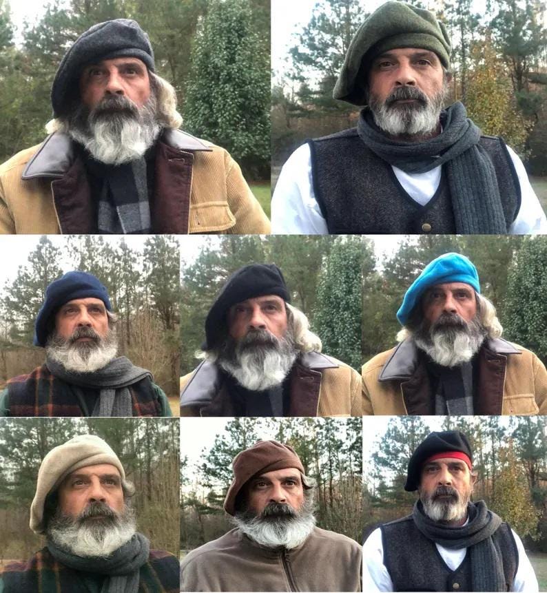 Men's Tam Wool Scot Bonnet Scottish Tam Hat Highlander Traditional Kilt Beret Available in 8 Colors