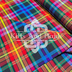 LGBTQ Pride Tartan - Homespun 100% Acrylic Tartan Fabric - Machine Washable -54 Inches Width - Running Yards - Kilt Making Fabric