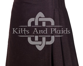 Kilt en laine marron - kilts de laine écossais 8 yards - kilt pour homme - kilt sur mesure traditionnel des Highlander - laine épaisse 16 oz - 5 couleurs disponibles