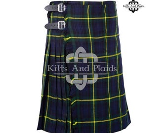 Gordon Tartan 8 Yard Kilt – Handmade Scottish Highland Kilt for Men – 16oz Wool Blend – Traditional Tartan Kilt – Made to Order