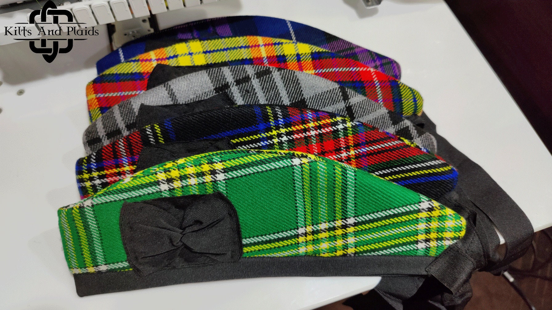 Scottish Tartan Glengarry Cap Military Bagpiper Hat Tartan Kilt Cap