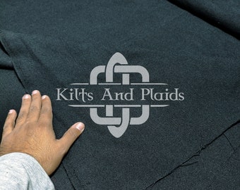 Solid Black Tartan - Homespun 100% Acrylic 16 Oz Tartan Fabric - Machine Washable - 54 Inches Width - Running Yards - Kilt Making Fabric