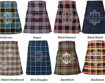 Scottish Tartan 8 Yard Kilt - Premium Handmade Highlander Kilt for Men - Made to Order - 56 Tartan Colors - 16 Oz Acrylic Fabric