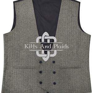 Light Brown Tweed Waistcoat - Double Breasted Scottish Kilt Waistcoat - 100% Wool - Satin Lined - Made to Order Wedding Vest - Highland Vest