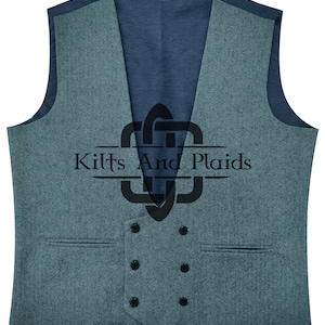 Lovat Green Tweed Waistcoat - Double Breasted Scottish Kilt Waistcoat - 100% Wool - Satin Lined - Made to Order Wedding Vest - Highland Vest