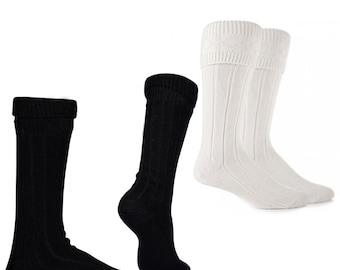 Scottish Kilt Socks - Kilt Hose - Available in White - Cream - Black - Size S to 2XL - Soft Acrylic Material Kilt Socks