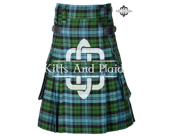 CAMPBELL ANCIENT Tartan Utility Kilt - Scottish Utility Kilt - Cargo Pockets Kilts for Men - 16 Oz Tartan Kilt - Custom Made Kilt for men