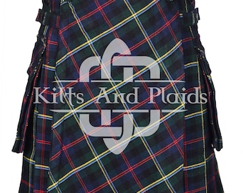 MALCOLM TARTAN - Scottish Bias Apron Tartan Utility Kilt - Cross Apron Tartan Design Kilt -Handcrafted Scottish Traditional Kilt