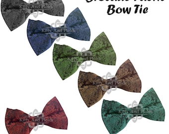 Brocade Fabric Bow Tie - Floral Jacquard Wedding Tie - Groom Tie - Classic Vintage Style Tie - Available in 7 Brocade Colors