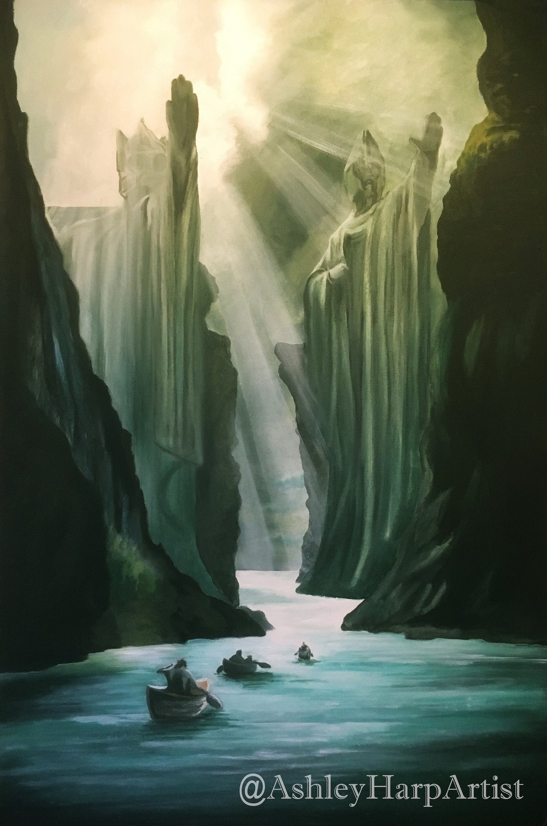 The Argonath Lord of the Rings Fan Art Print Oil Painting Etsy