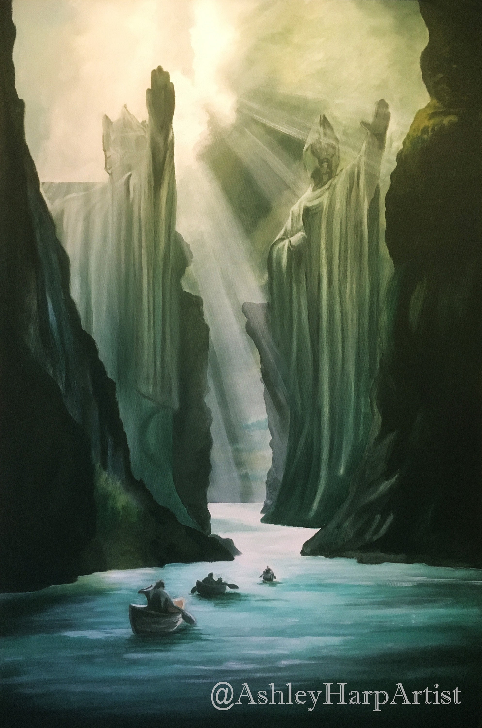 The Argonath Lord of the Rings Fan Art Print Oil Painting Etsy