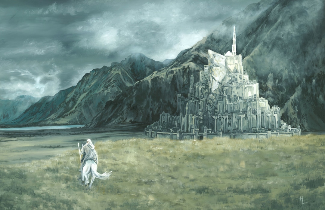 ミナス・ティリスのプリント「指輪物語」アートワーク、ヴィンテージ