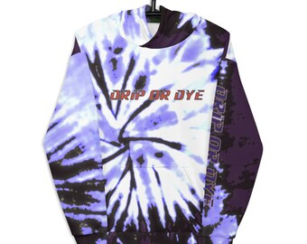CRXWN | Drip or Dye | Tie Dye Season of Love 1 Cosmic Prophet Custom Unisex Hoodie Digital Spider Spiral Deep Purple Royal