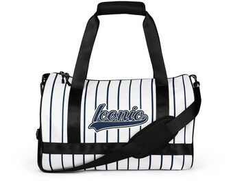 ROYAL Team Iconic. Athletix Mini Duffle Gym Bag Pinstripe Wh and Navy