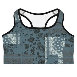 ROYAL ICONIC | Patchwork Bandana Flag Sports Bra Cool Metal Blue