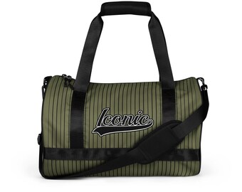 ROYAL Team Iconic. Athletix Mini Duffle Gym Bag Pinstripe Martini Olive and Blk