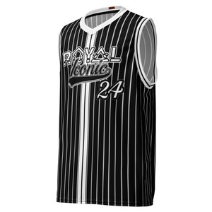 ROYAL Team Iconic. unisex basketball jersey Pinstripe Blk and White