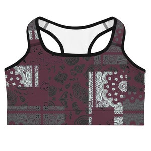 ROYAL ICONIC | Patchwork Bandana Flag Sports Bra Moscato Wine Burgundy