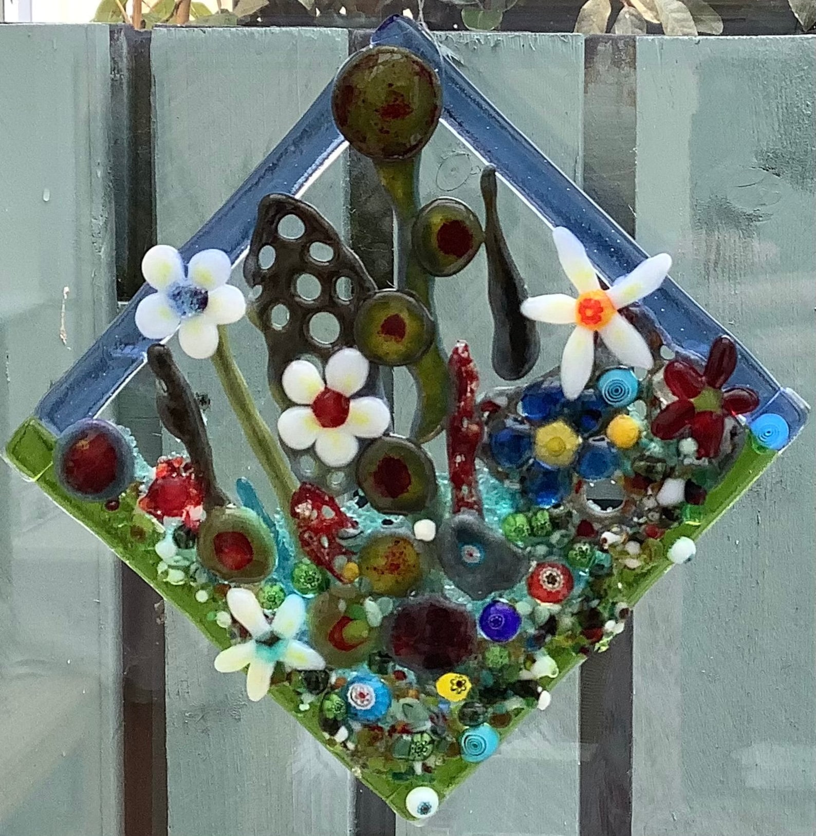 Fused glass flower suncatcher Etsy