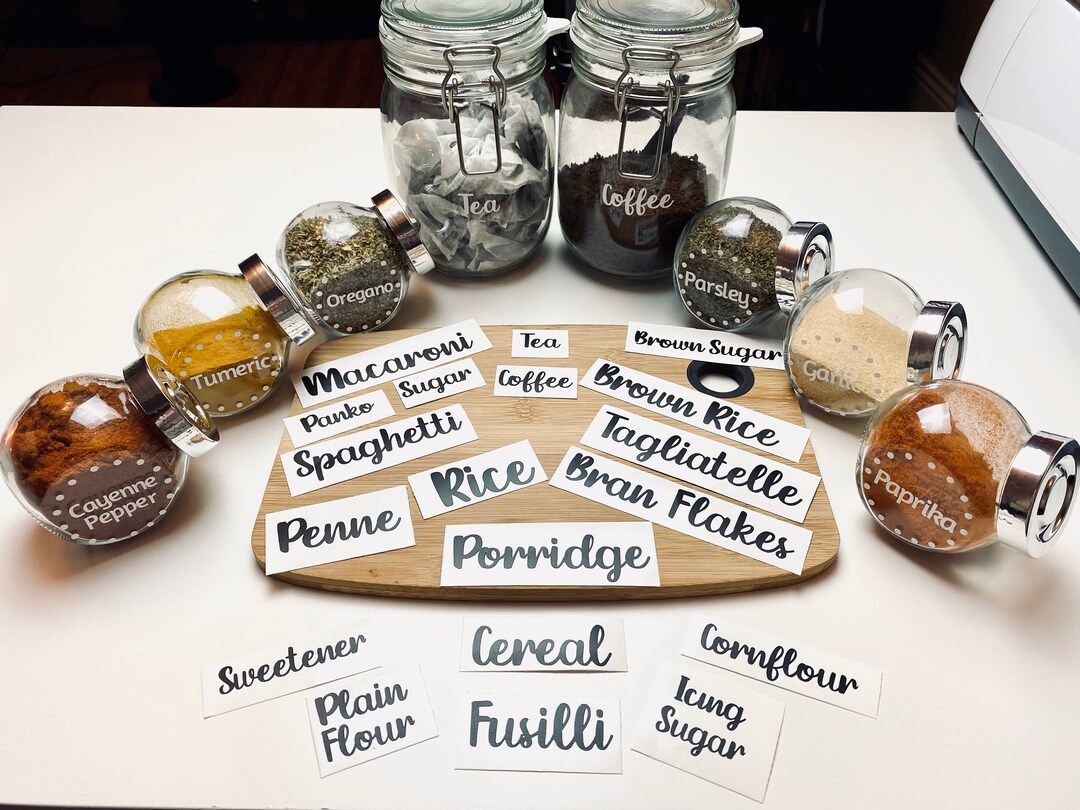 Personalised Pantry Label – Custom Vinyl Decal for Spice Jars & Kitchen ...
