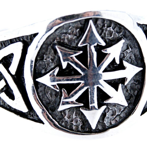 Ring Fingerring Chaosstern aus 925 Sterling Silber, Gr. 52-76 Chaos Stern Magie chaos1