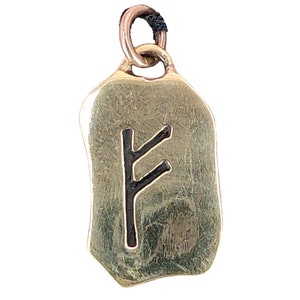 Runa collar de runas colgante letra de bronce F Fehu Feoh Rind riqueza 87